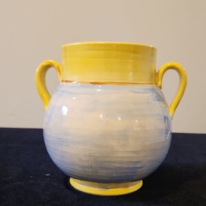 Mexican Yellow and Blue Ceramic Vase
